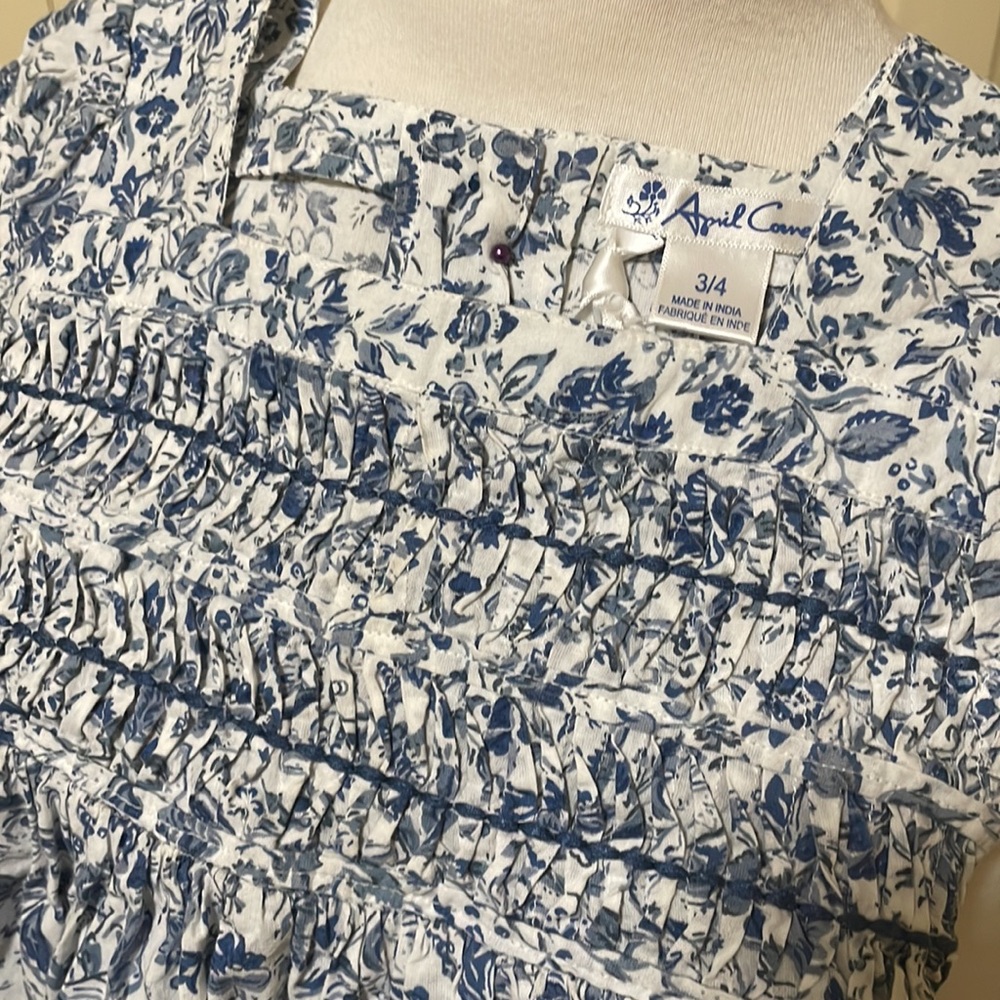 Blue and white floral April Cornell Dress for girls - Picture 2 of 4
